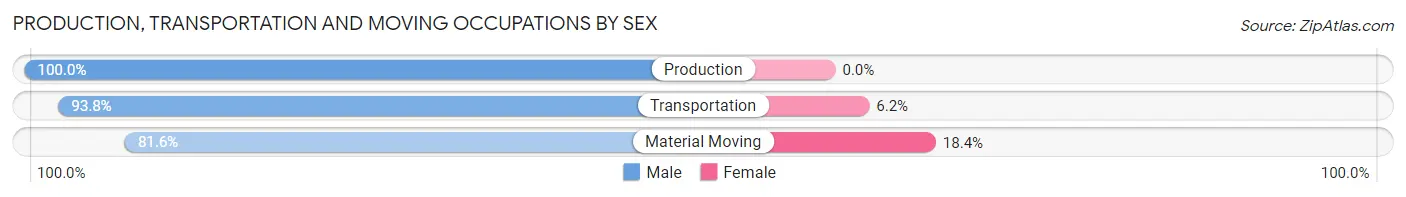Production, Transportation and Moving Occupations by Sex in Zip Code 38139