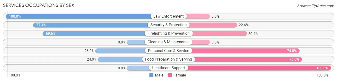 Services Occupations by Sex in Zip Code 38139
