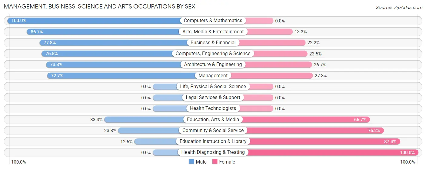 Management, Business, Science and Arts Occupations by Sex in Zip Code 38231