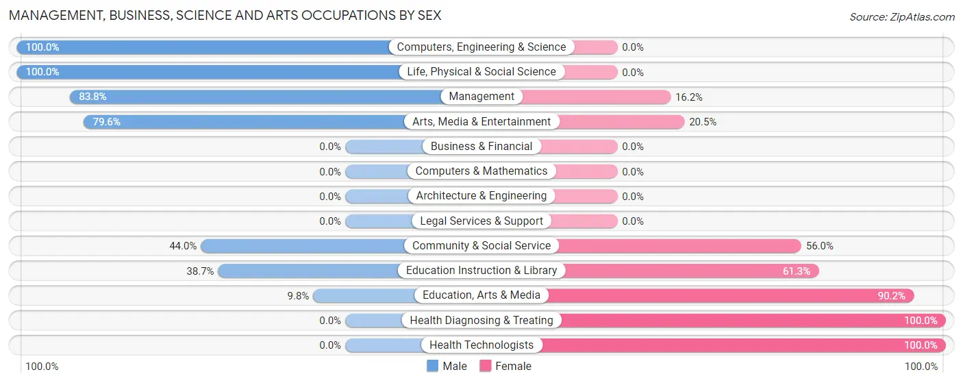 Management, Business, Science and Arts Occupations by Sex in Zip Code 38240