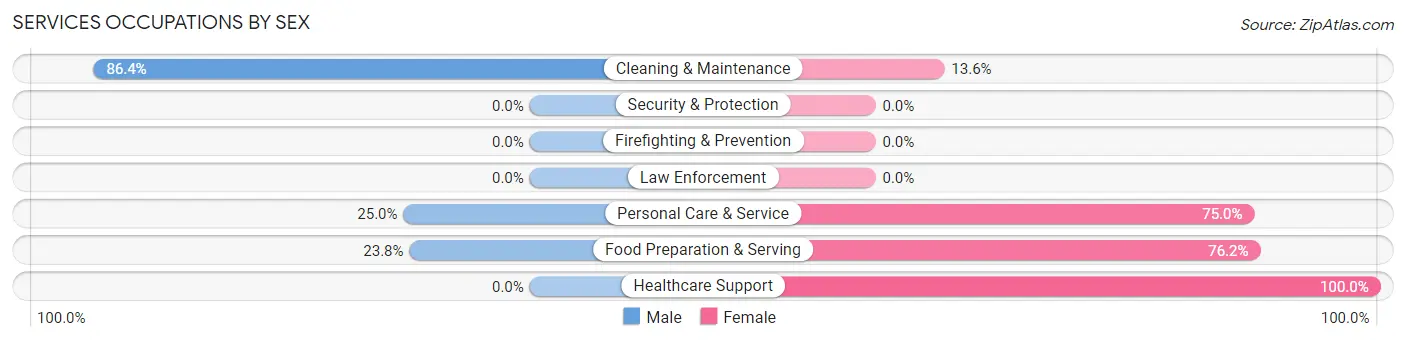 Services Occupations by Sex in Zip Code 38240