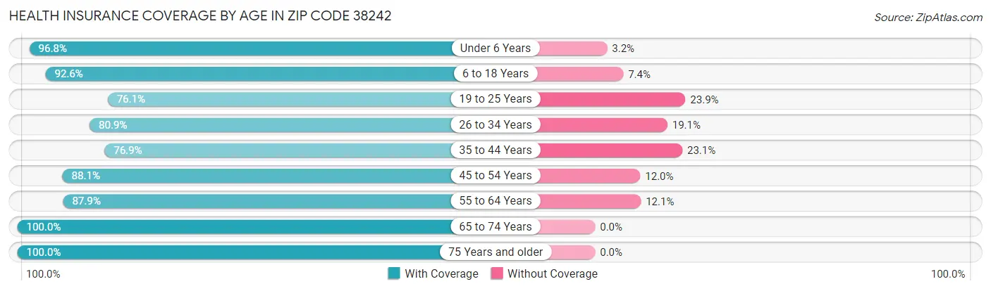 Health Insurance Coverage by Age in Zip Code 38242