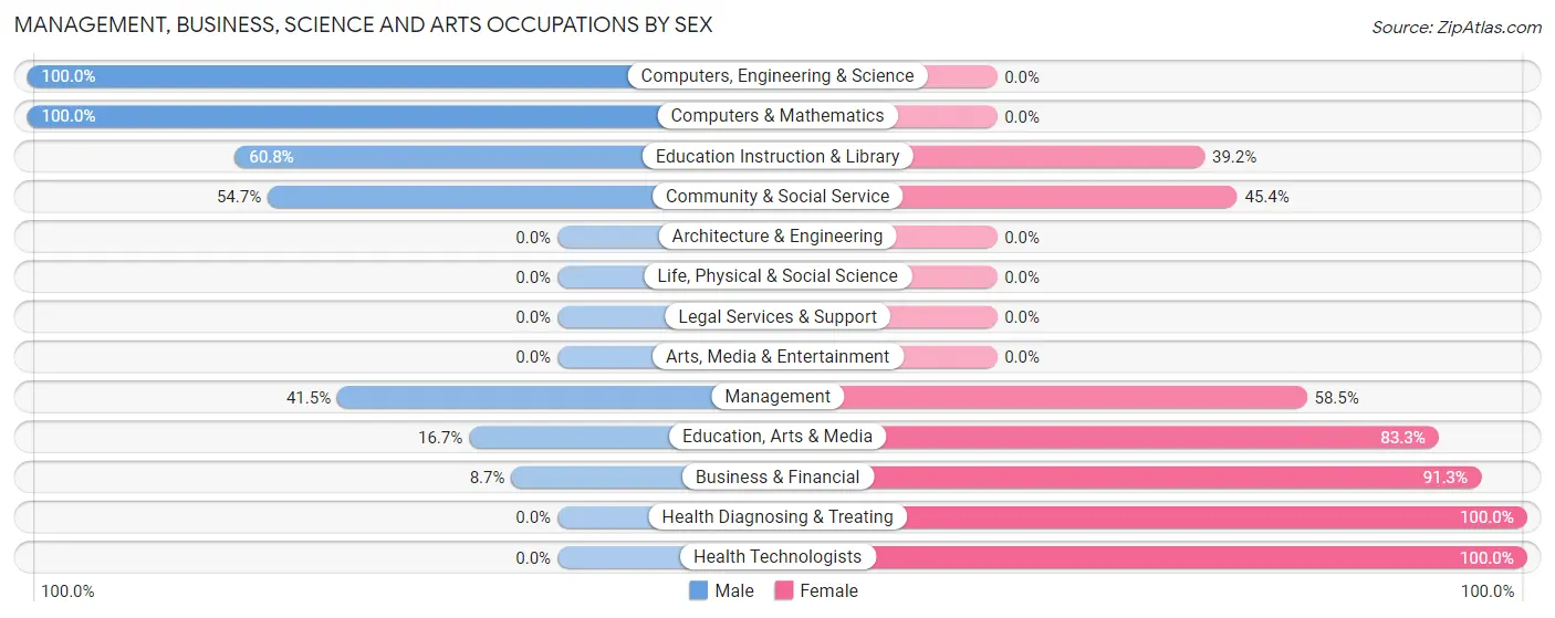 Management, Business, Science and Arts Occupations by Sex in Zip Code 38251