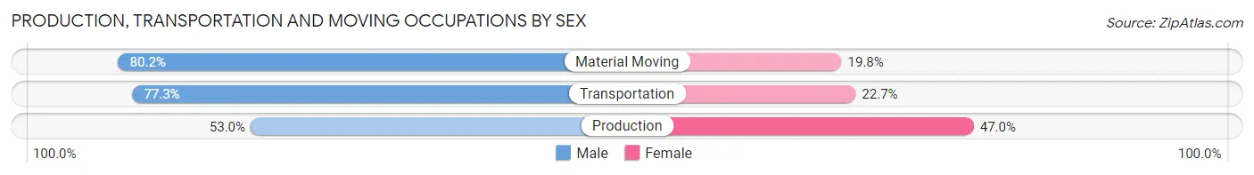 Production, Transportation and Moving Occupations by Sex in Zip Code 38261