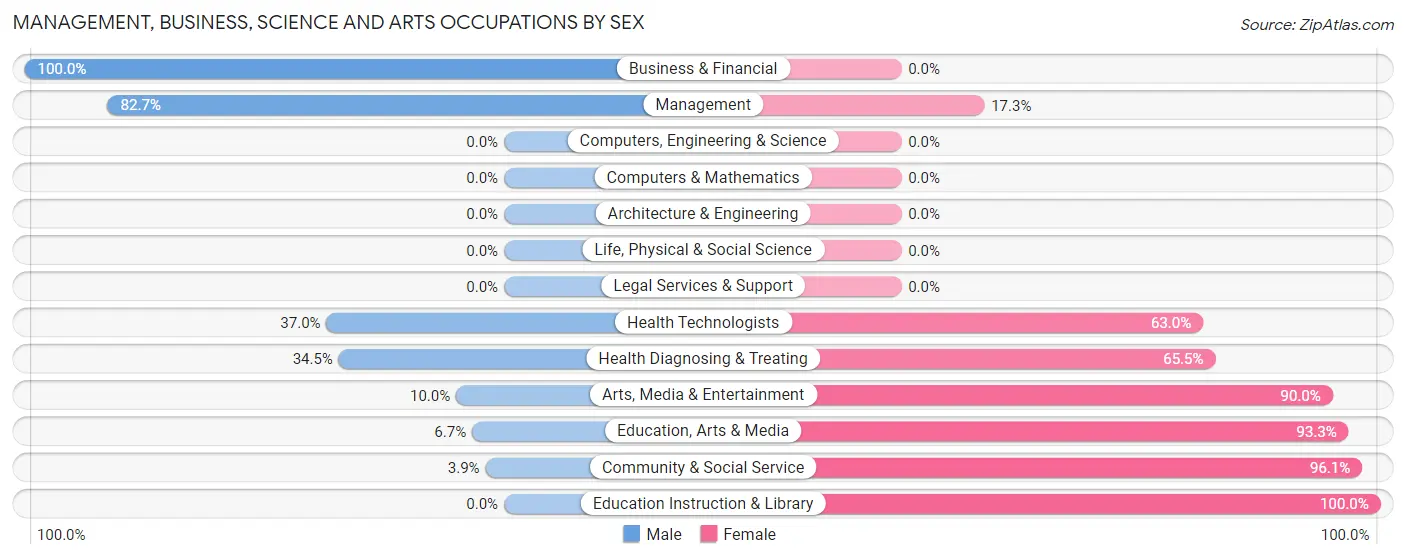 Management, Business, Science and Arts Occupations by Sex in Zip Code 38315