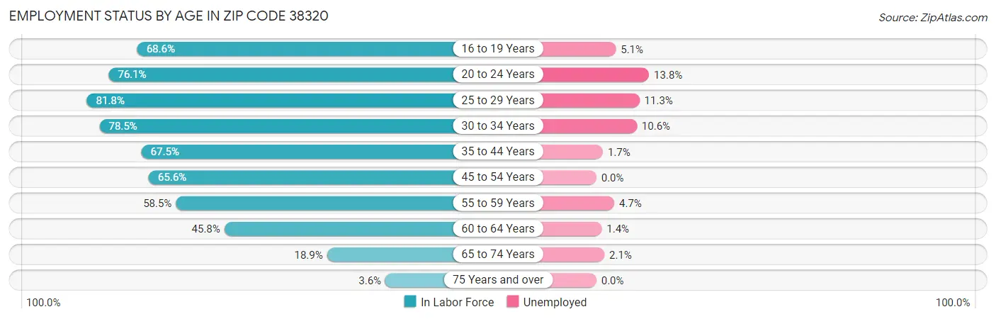 Employment Status by Age in Zip Code 38320