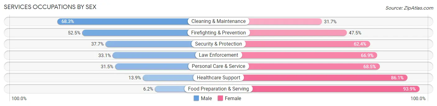 Services Occupations by Sex in Zip Code 38320