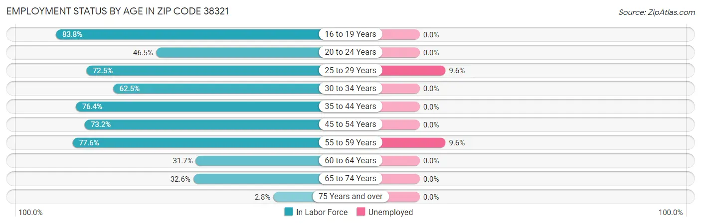 Employment Status by Age in Zip Code 38321