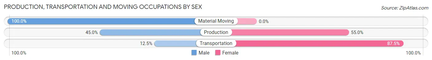 Production, Transportation and Moving Occupations by Sex in Zip Code 38339