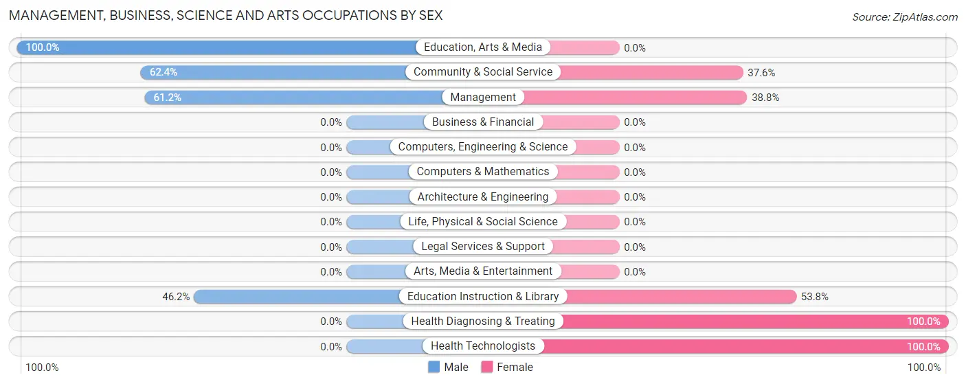 Management, Business, Science and Arts Occupations by Sex in Zip Code 38553