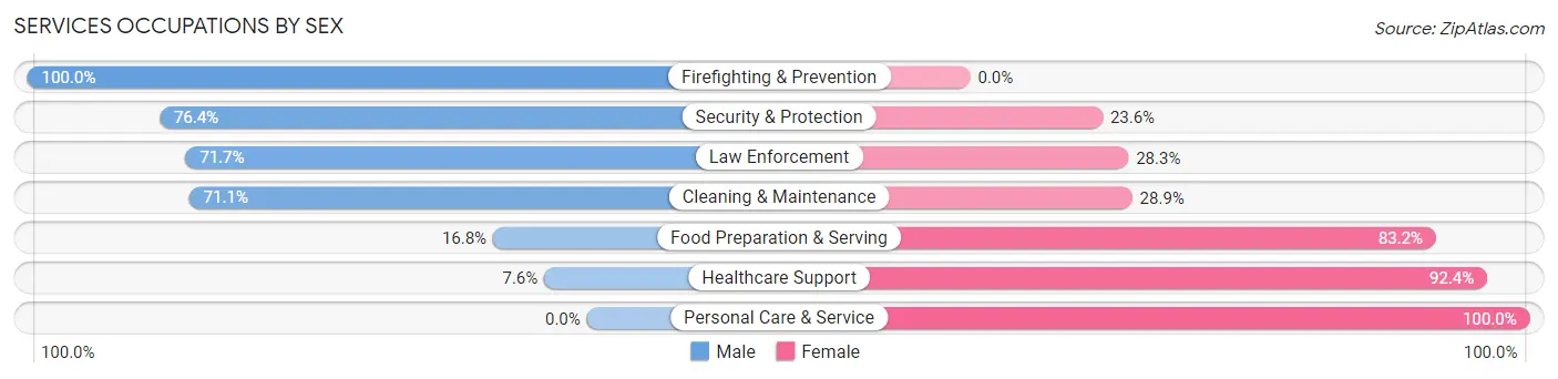 Services Occupations by Sex in Zip Code 38570
