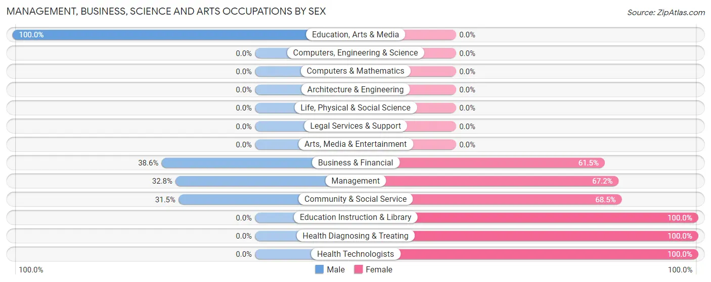 Management, Business, Science and Arts Occupations by Sex in Zip Code 38581