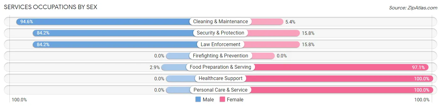 Services Occupations by Sex in Zip Code 38620