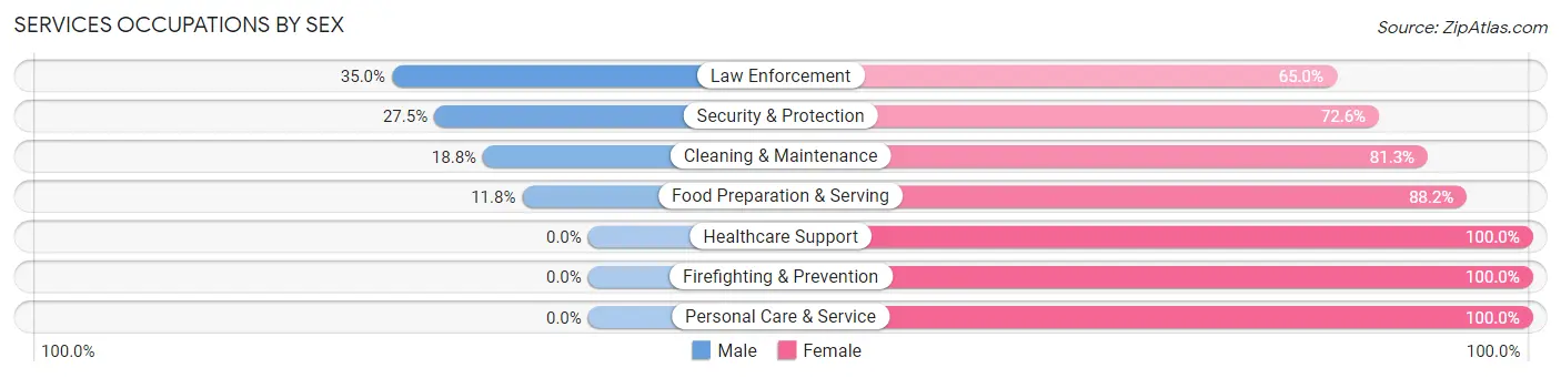 Services Occupations by Sex in Zip Code 38631