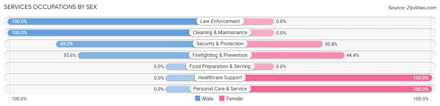 Services Occupations by Sex in Zip Code 38645