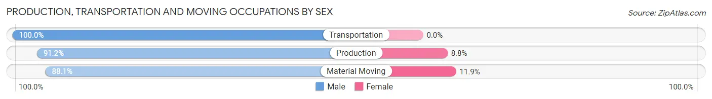 Production, Transportation and Moving Occupations by Sex in Zip Code 38701
