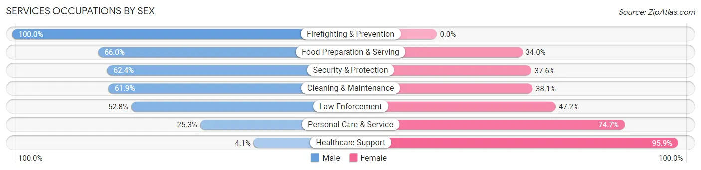Services Occupations by Sex in Zip Code 38701