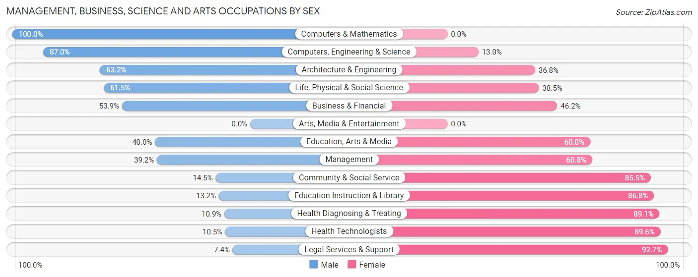 Management, Business, Science and Arts Occupations by Sex in Zip Code 38703