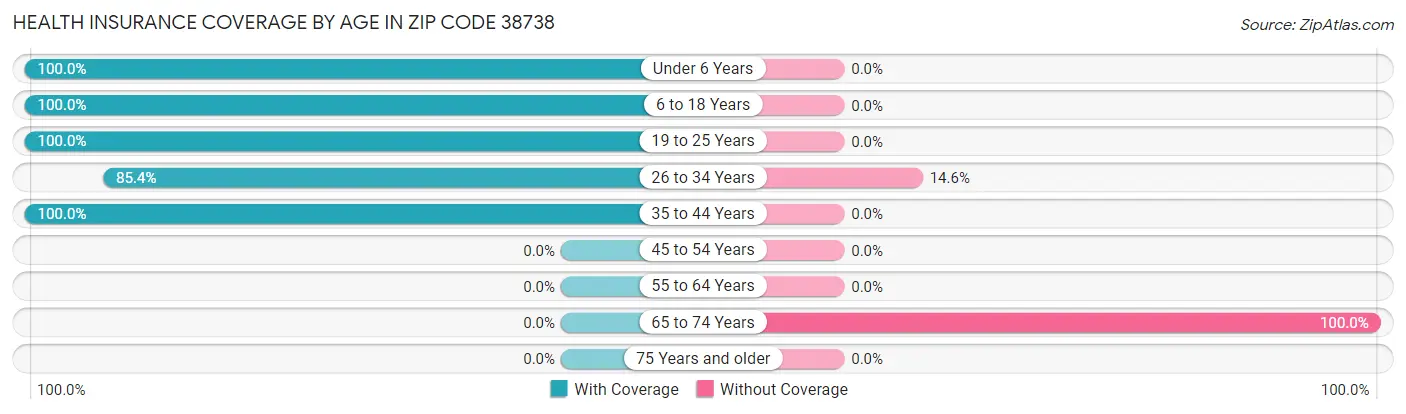 Health Insurance Coverage by Age in Zip Code 38738