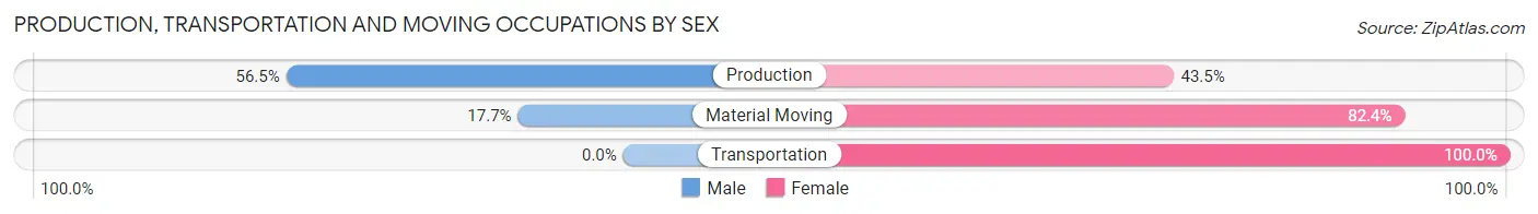 Production, Transportation and Moving Occupations by Sex in Zip Code 38762