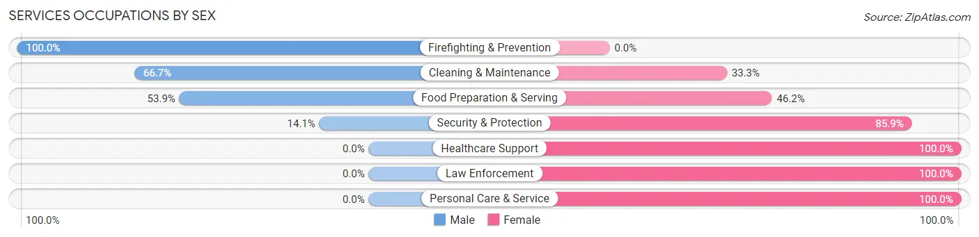 Services Occupations by Sex in Zip Code 38773