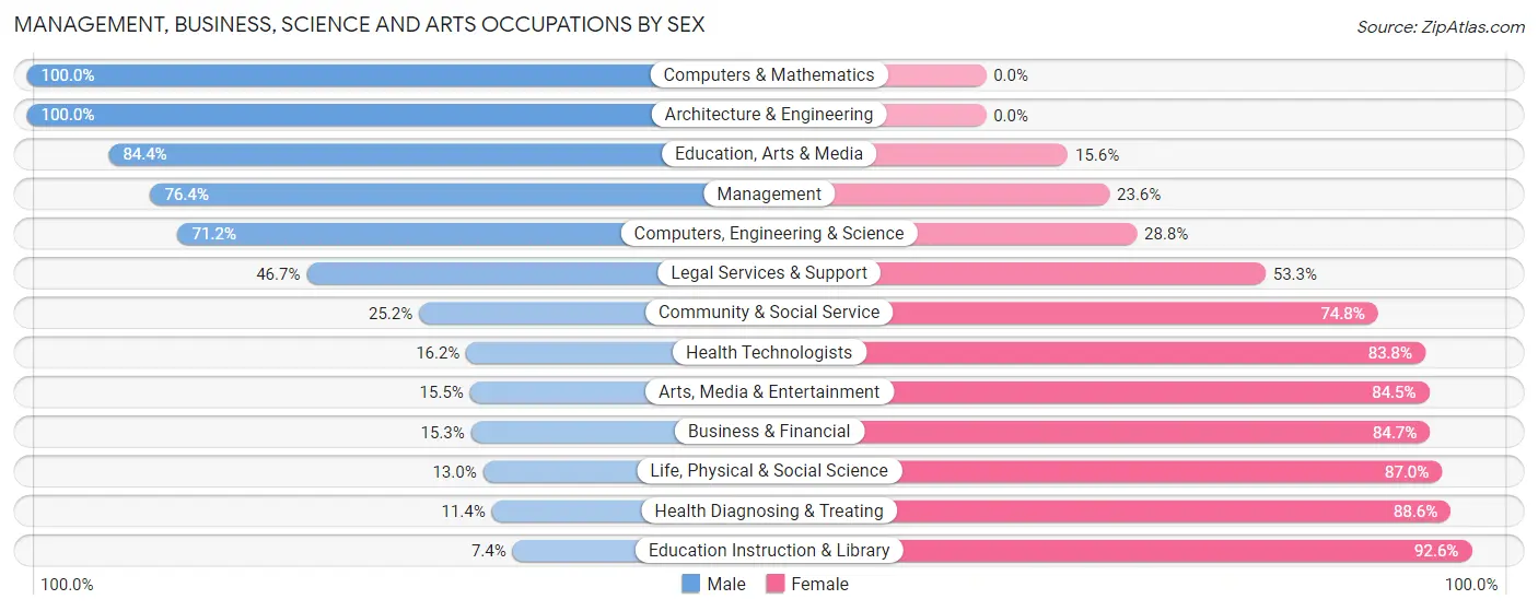 Management, Business, Science and Arts Occupations by Sex in Zip Code 38821