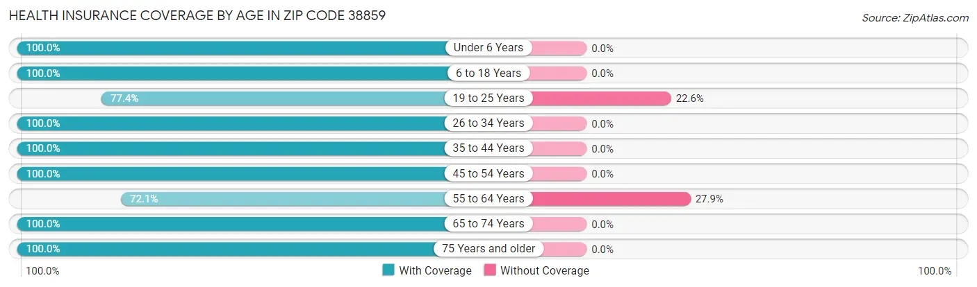 Health Insurance Coverage by Age in Zip Code 38859