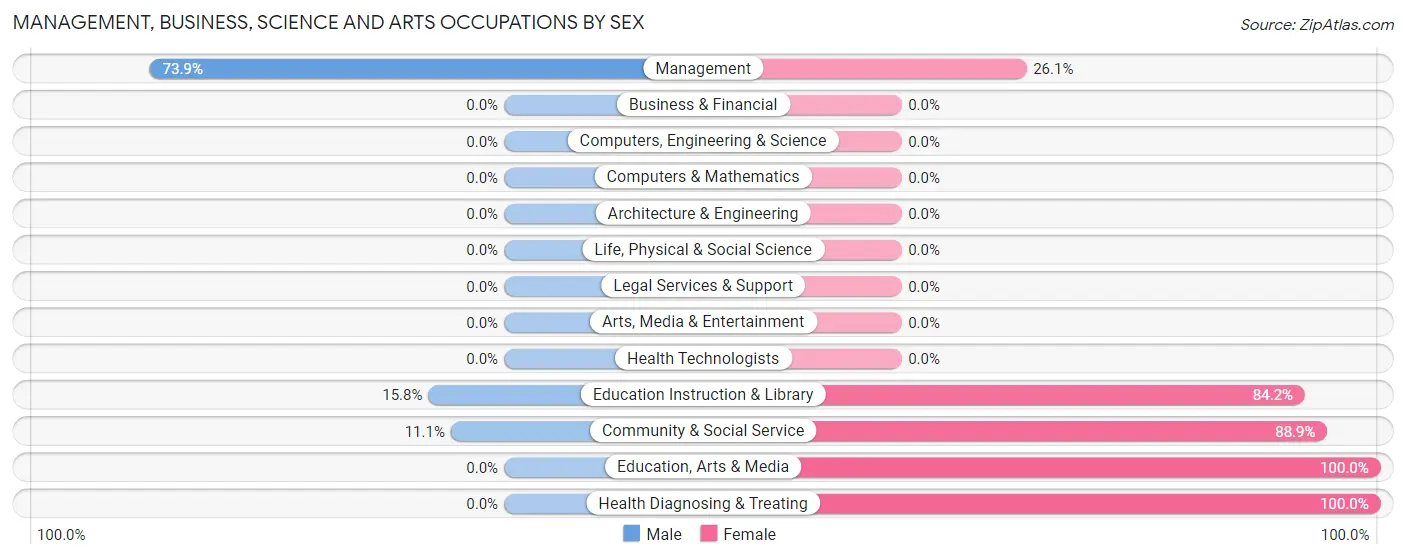 Management, Business, Science and Arts Occupations by Sex in Zip Code 38954