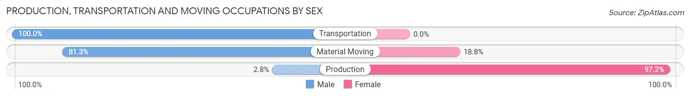 Production, Transportation and Moving Occupations by Sex in Zip Code 39039