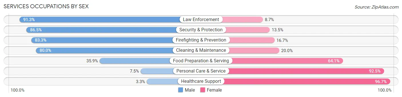 Services Occupations by Sex in Zip Code 39047