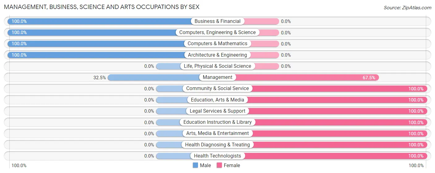 Management, Business, Science and Arts Occupations by Sex in Zip Code 39069
