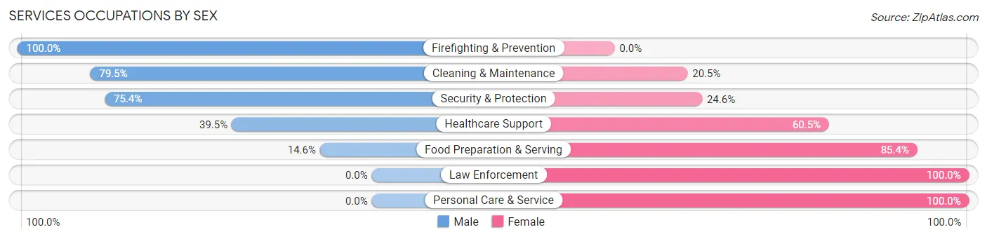 Services Occupations by Sex in Zip Code 39111