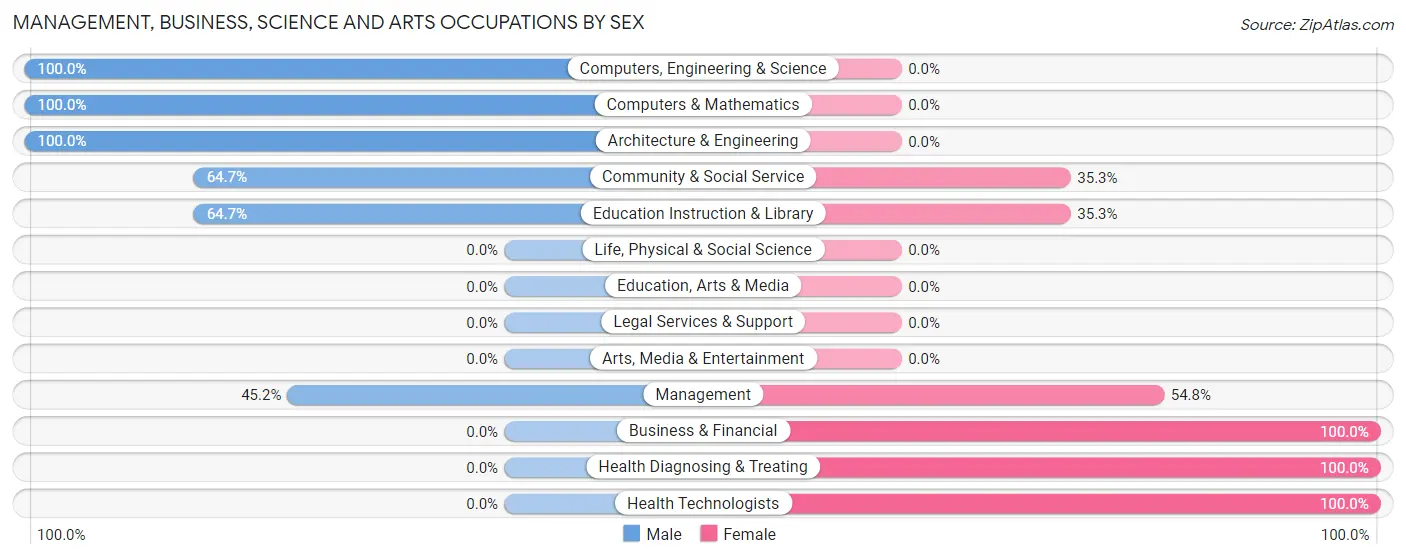 Management, Business, Science and Arts Occupations by Sex in Zip Code 39335