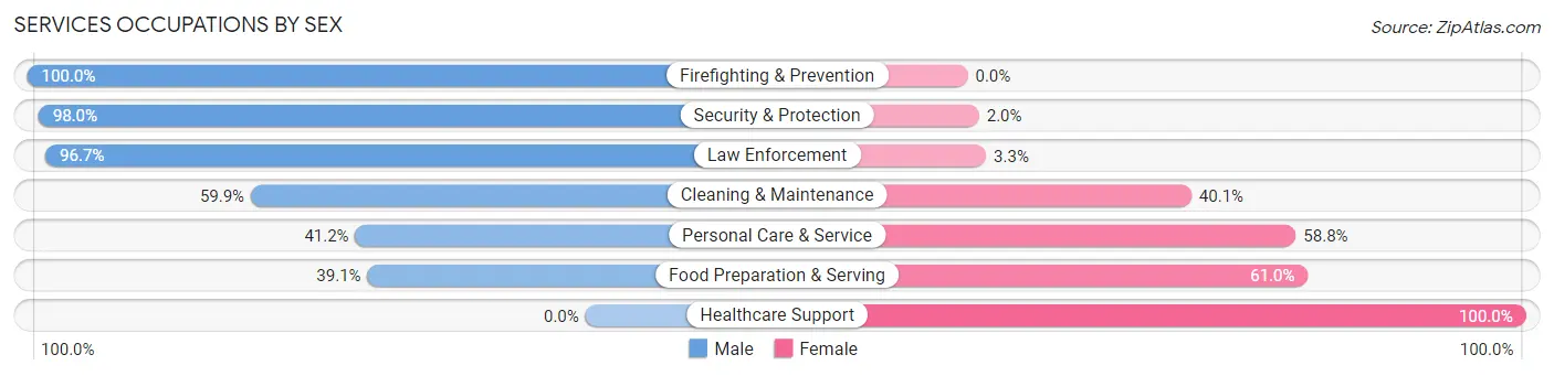 Services Occupations by Sex in Zip Code 39402