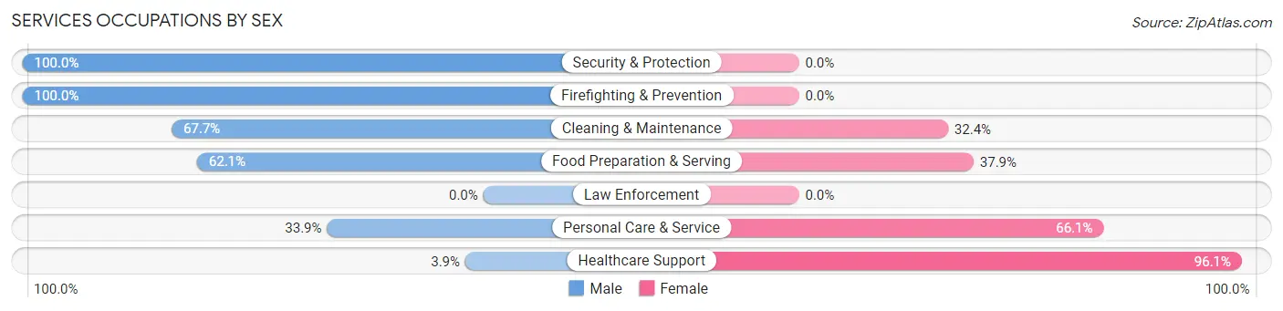 Services Occupations by Sex in Zip Code 39474