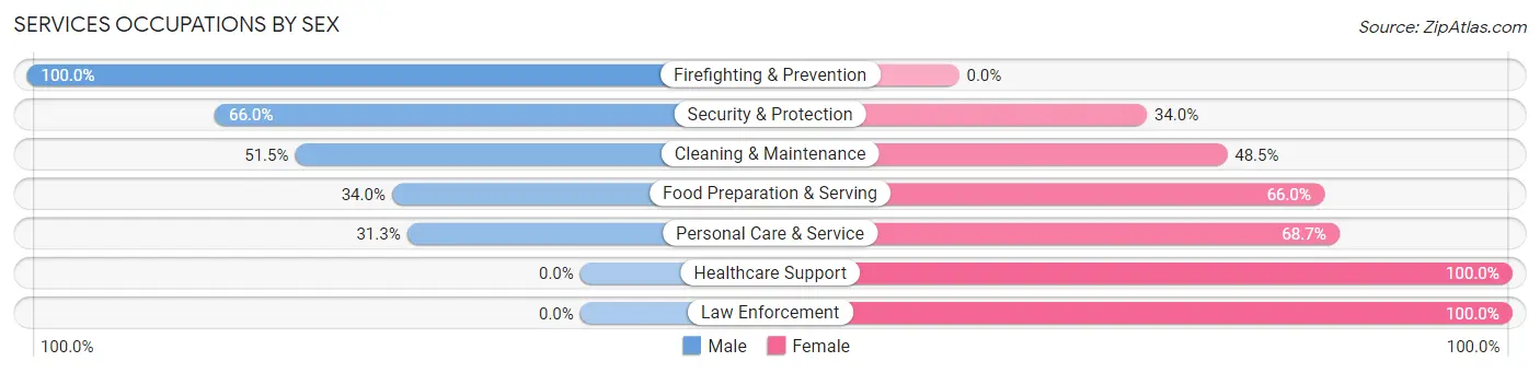 Services Occupations by Sex in Zip Code 39553