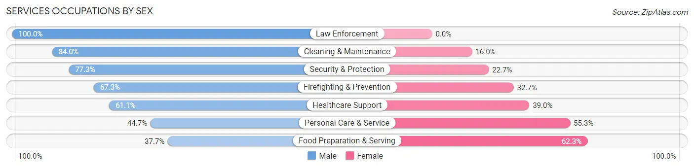 Services Occupations by Sex in Zip Code 39560