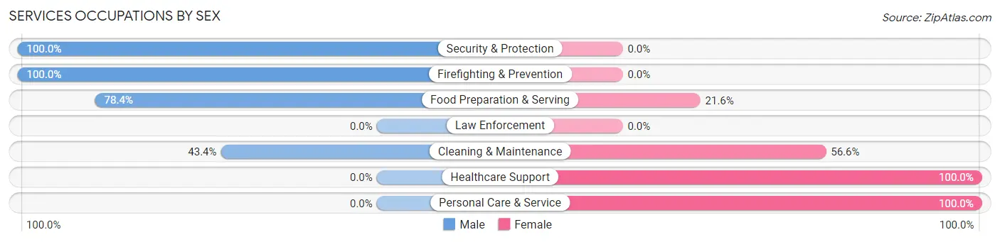 Services Occupations by Sex in Zip Code 39581