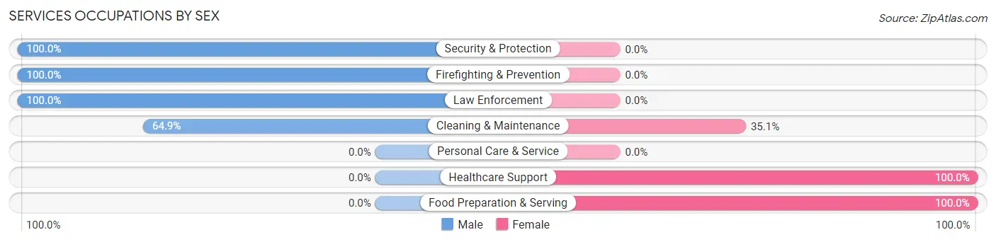 Services Occupations by Sex in Zip Code 39657