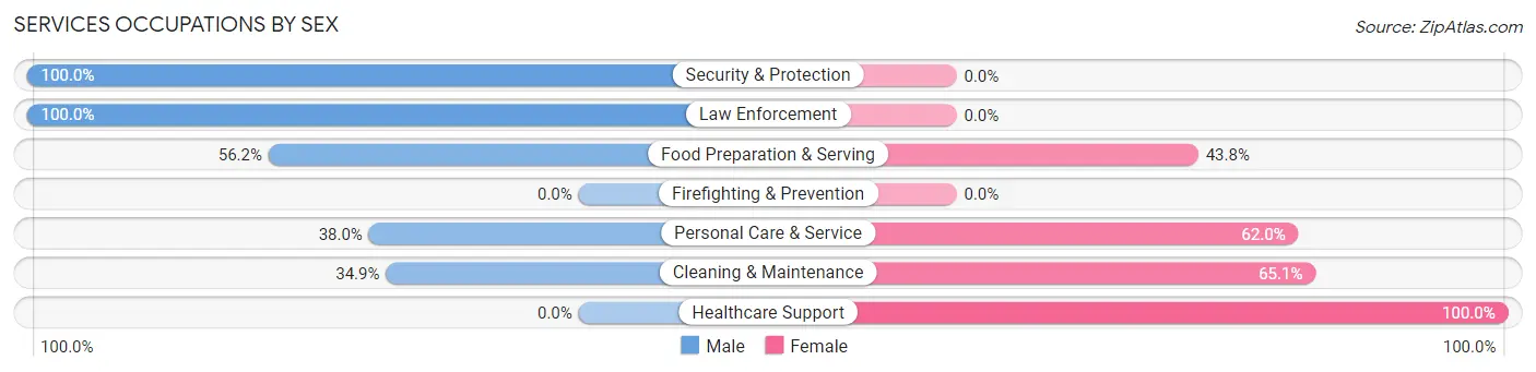 Services Occupations by Sex in Zip Code 39666