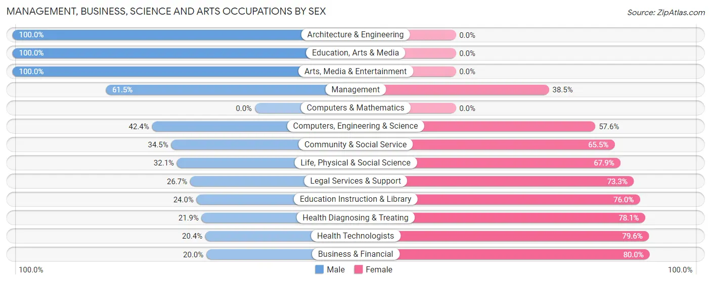 Management, Business, Science and Arts Occupations by Sex in Zip Code 39730