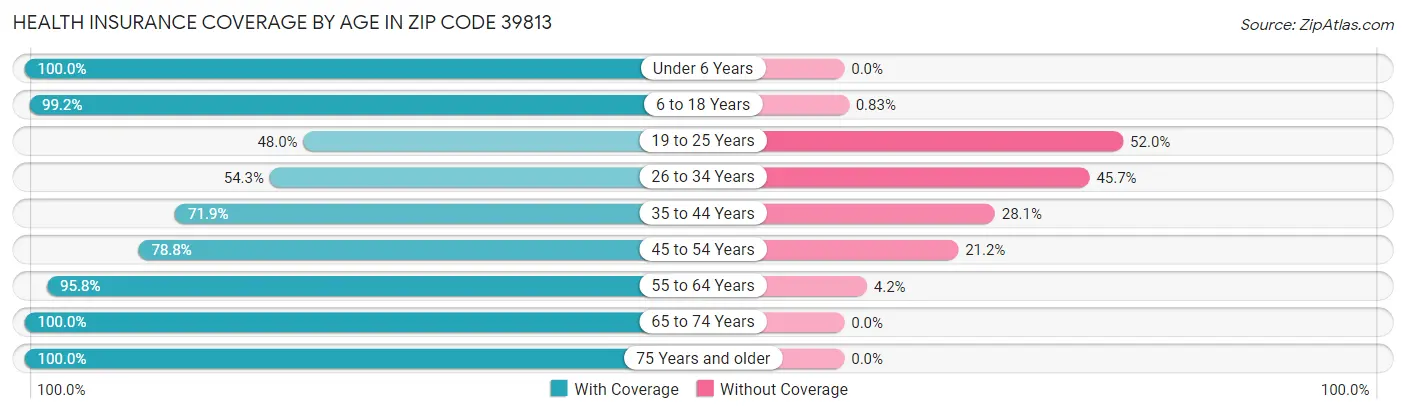 Health Insurance Coverage by Age in Zip Code 39813