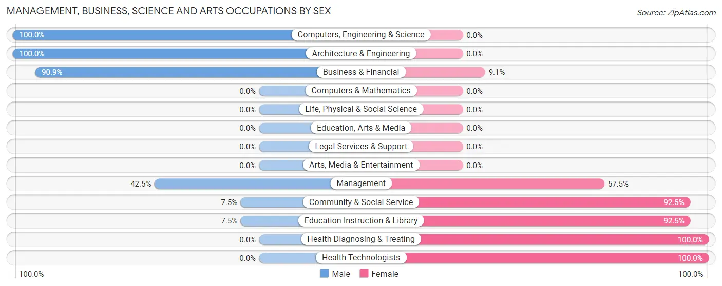 Management, Business, Science and Arts Occupations by Sex in Zip Code 39813