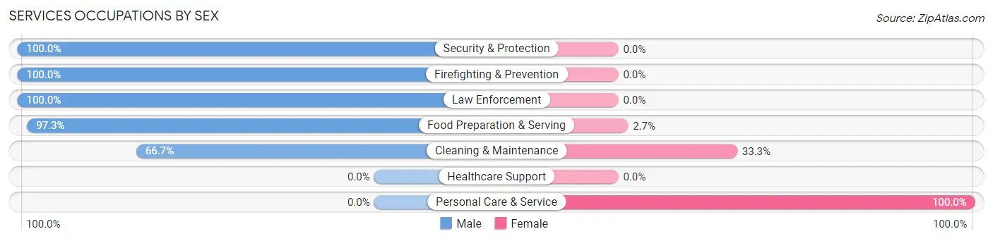 Services Occupations by Sex in Zip Code 39834
