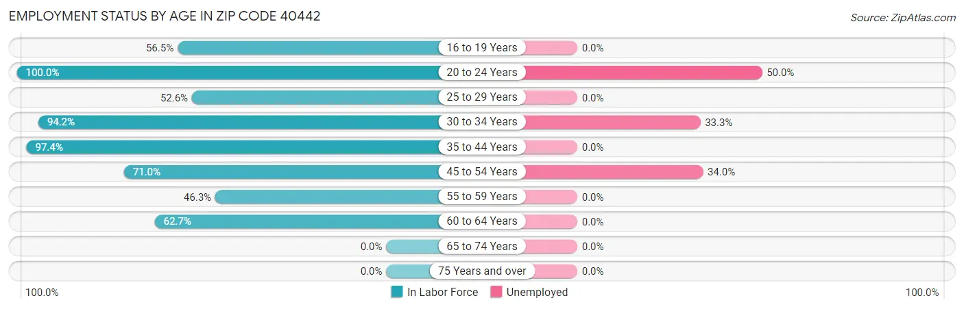 Employment Status by Age in Zip Code 40442