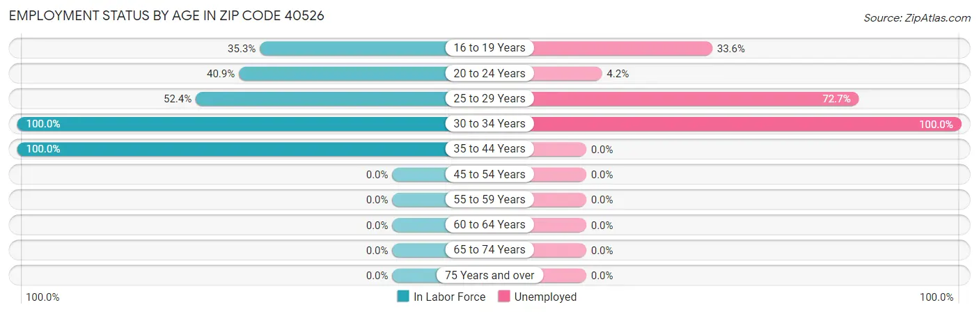 Employment Status by Age in Zip Code 40526