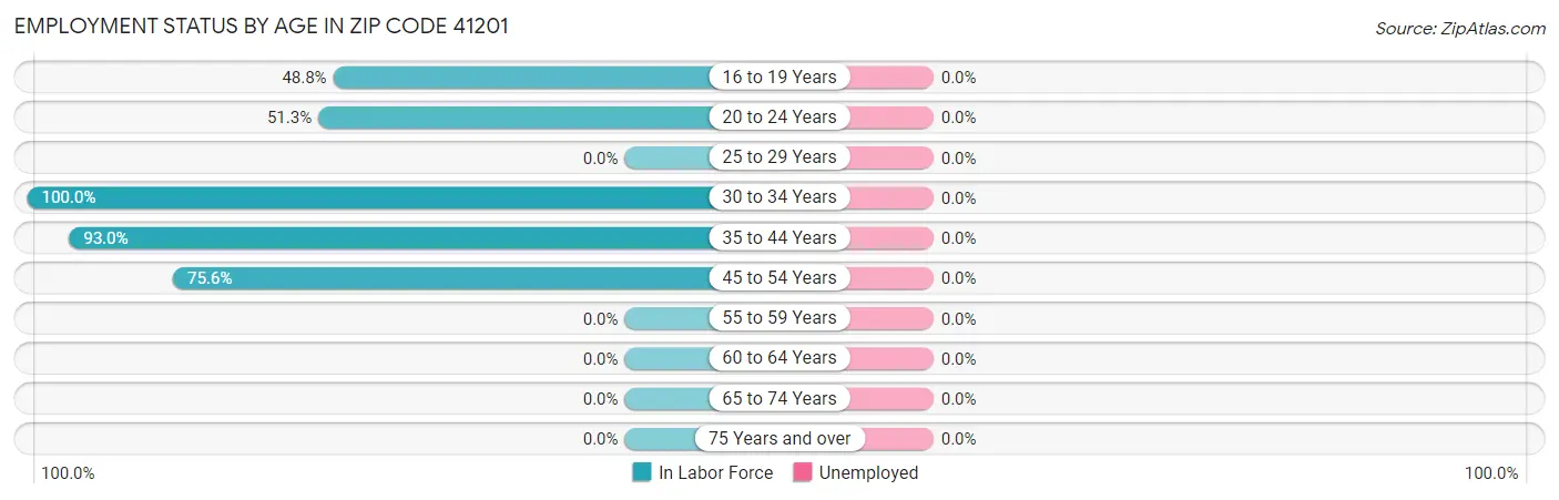Employment Status by Age in Zip Code 41201