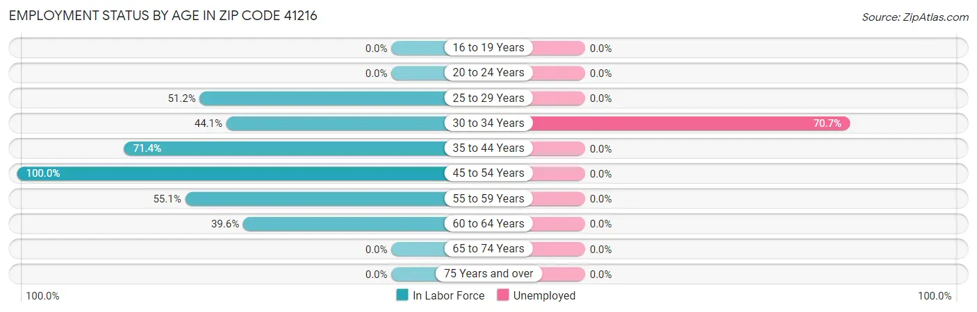 Employment Status by Age in Zip Code 41216