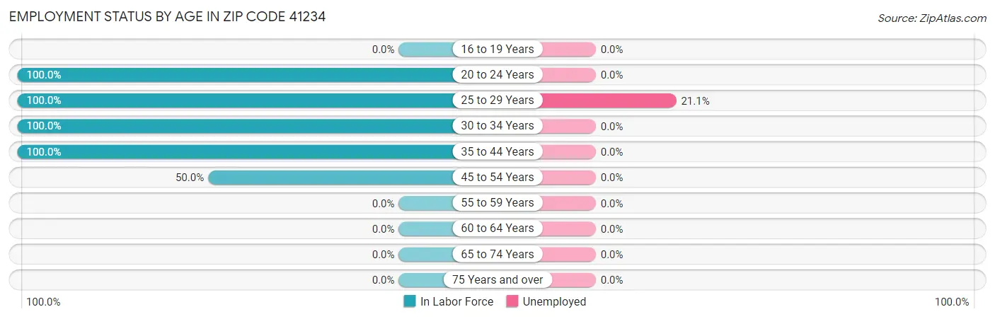 Employment Status by Age in Zip Code 41234