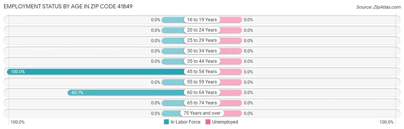Employment Status by Age in Zip Code 41849